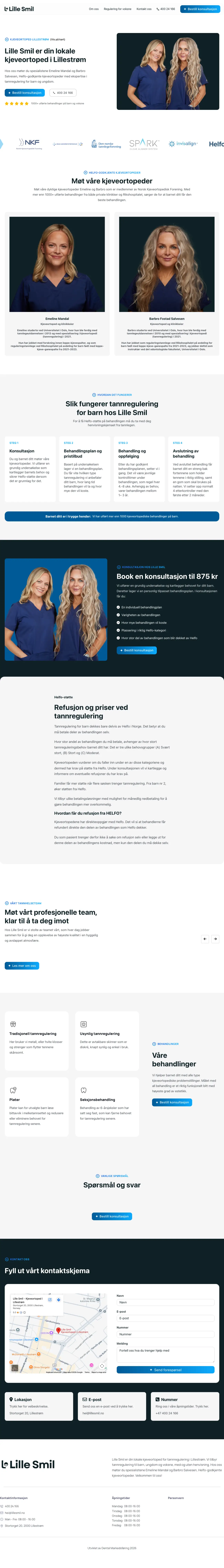 Den nye hjemmeside jeg byggede for Lille Smil — hele forsiden